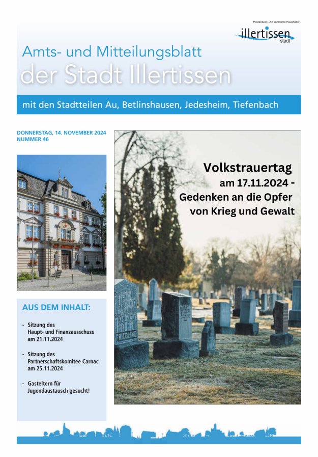 Amts- und Mitteilungsblatt Stadt Illertissen Titelblatt 46/2024
