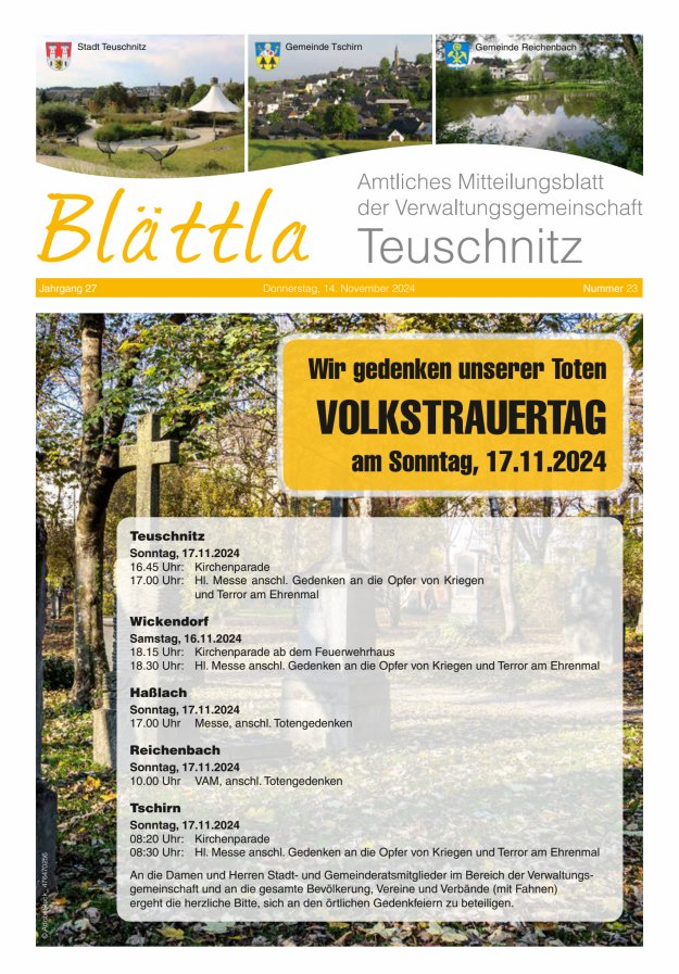 VG-Nachrichten Teuschnitz Titelblatt 23/2024