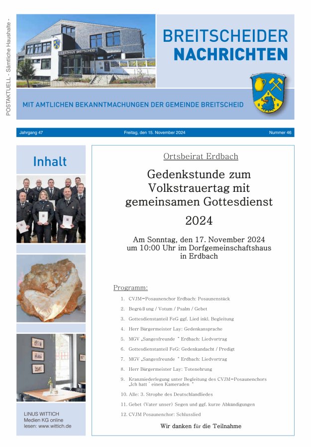 Breitscheider Nachrichten Titelblatt 46/2024