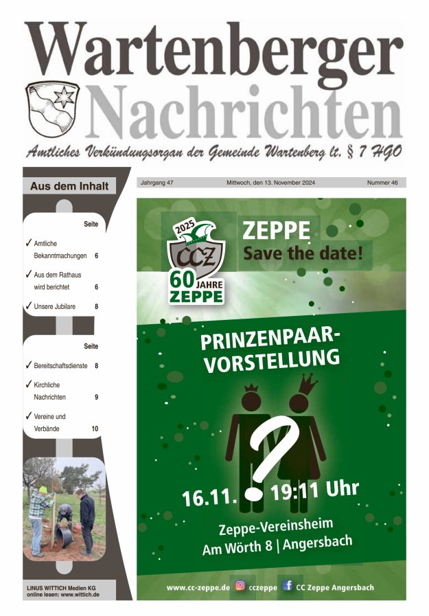 Wartenberger Nachrichten Titelblatt 46/2024