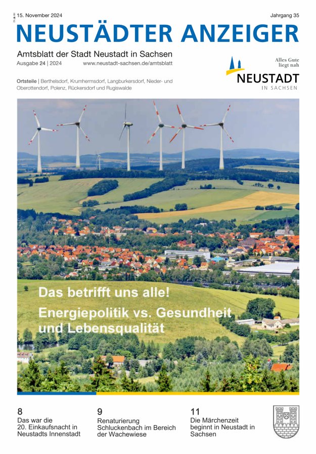 Neustädter Anzeiger - Amts- und Heimatblatt der Stadt Neustadt in Sachsen Titelblatt 24/2024