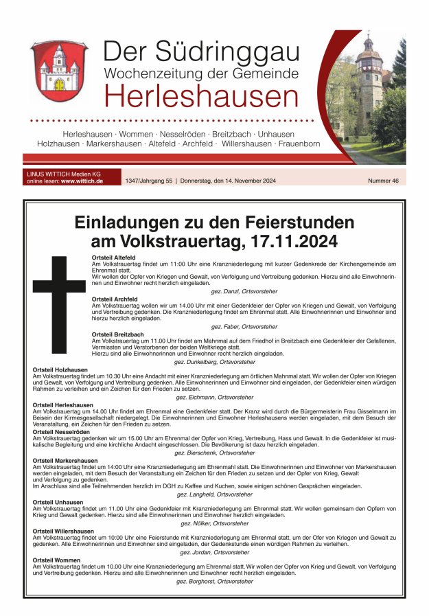 Der Südringgau Titelblatt 46/2024