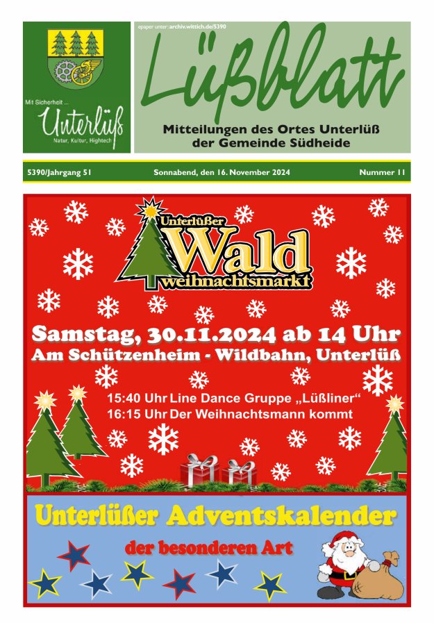 Mitteilungsblatt der Gemeinde Unterlüß Titelblatt 11/2024