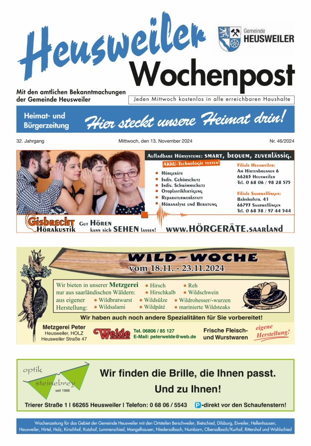 Heusweiler Wochenpost Titelblatt 46/2024