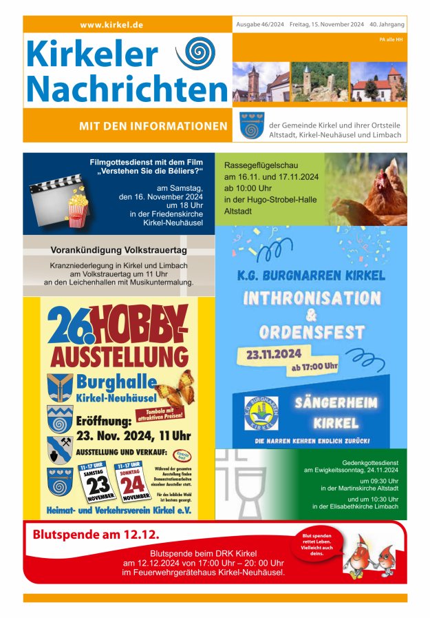 Kirkeler Nachrichten Titelblatt 46/2024