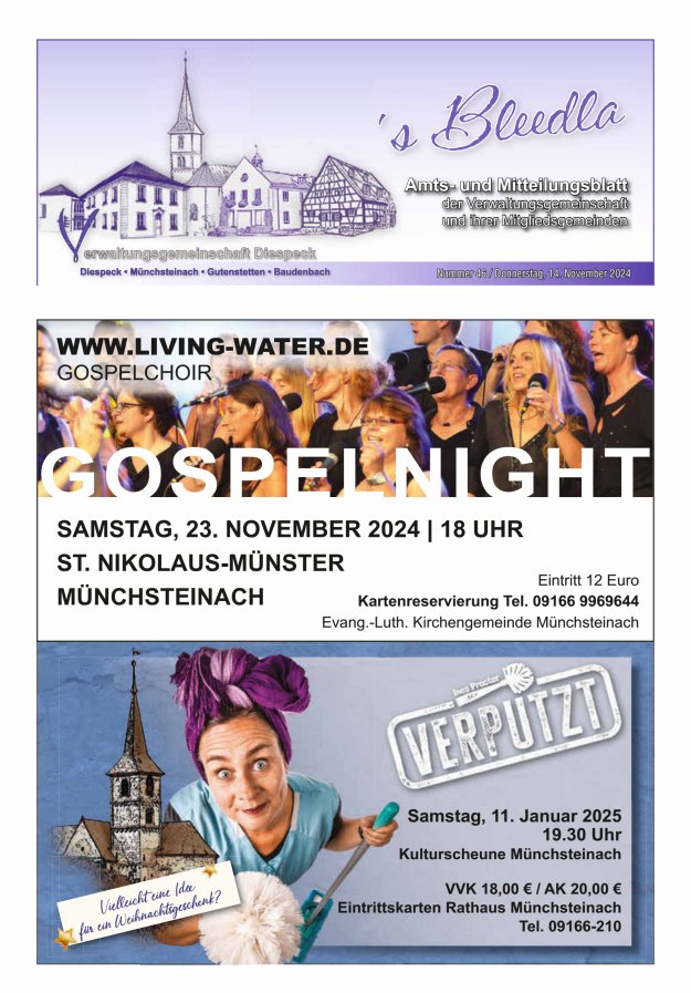 Amts- und Mitteilungsblatt VGem Diespeck Titelblatt 46/2024