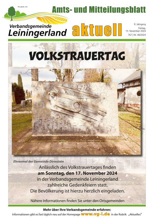 VG Leiningerland aktuell Titelblatt 46/2024