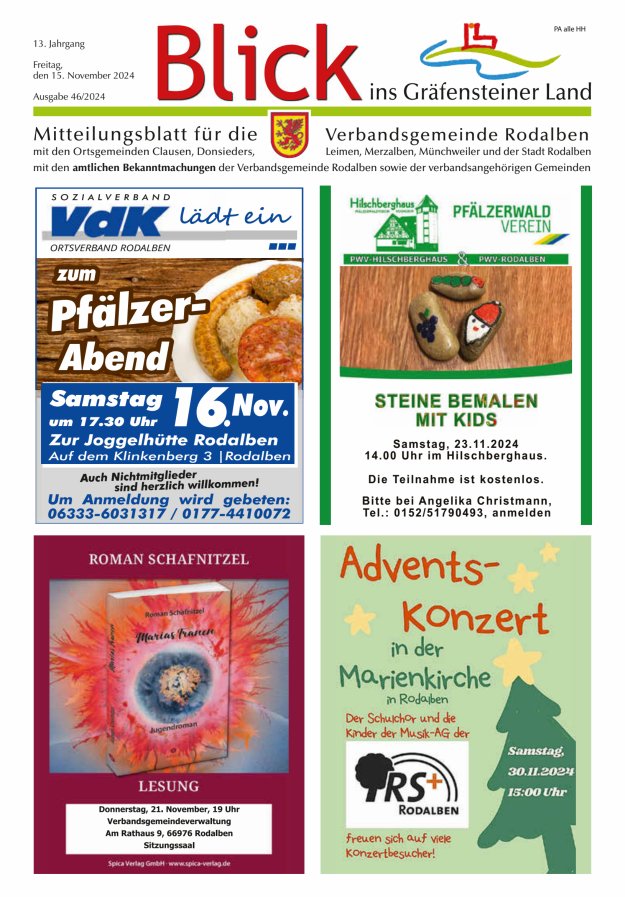 Blick ins Gräfensteiner Land VG Rodalben Titelblatt 46/2024