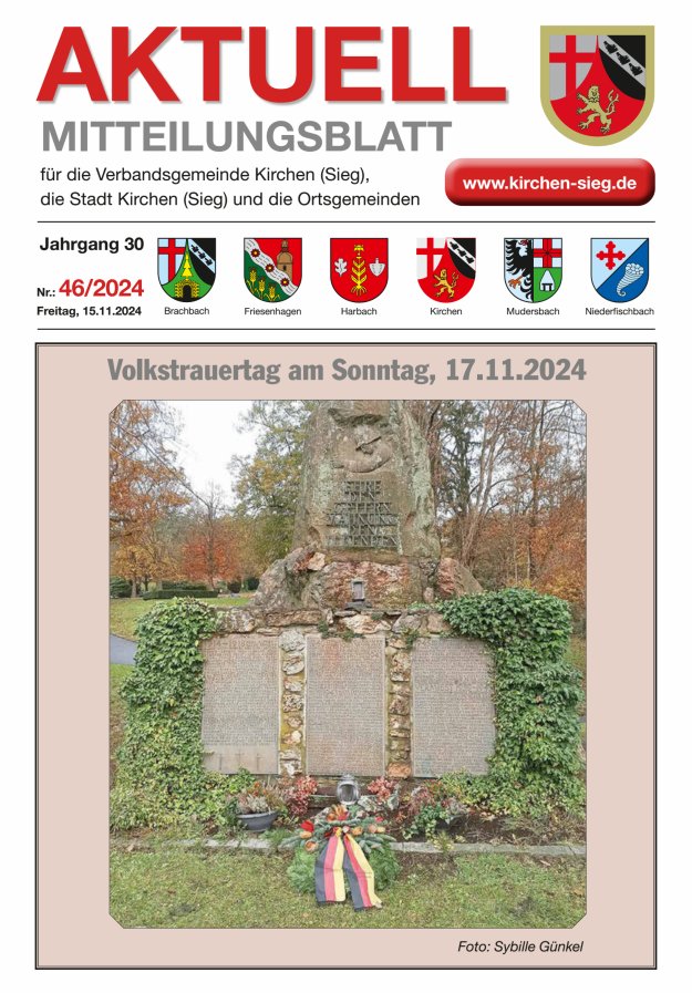Aktuell - Mitteilungsblatt für die VG Kirchen (Sieg) Titelblatt 46/2024