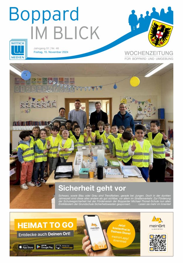 Boppard im Blick - Heimatzeitung für die Stadt Boppard Titelblatt 46/2024