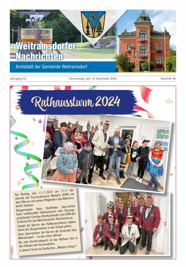 Weitramsdorfer Nachrichten Titelblatt 46/2024