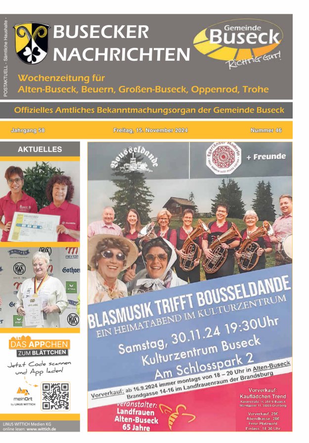 Busecker Nachrichten Titelblatt 46/2024