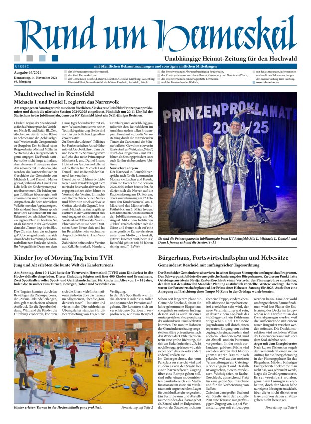 Rund um Hermeskeil Titelblatt 46/2024