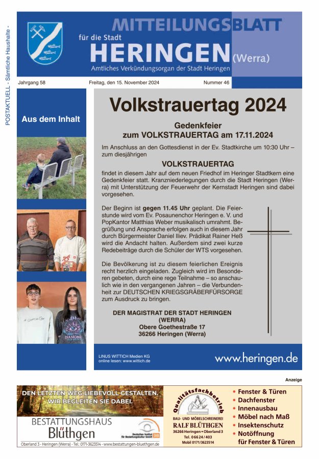 Mitteilungsblatt Heringen Titelblatt 46/2024