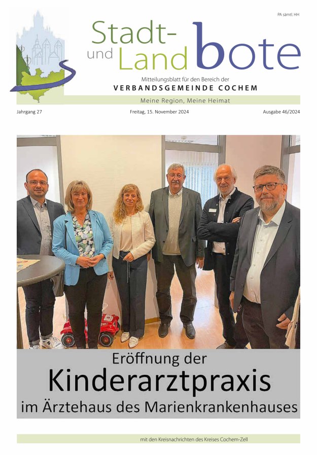 Stadt- und Landbote VG Cochem Titelblatt 46/2024