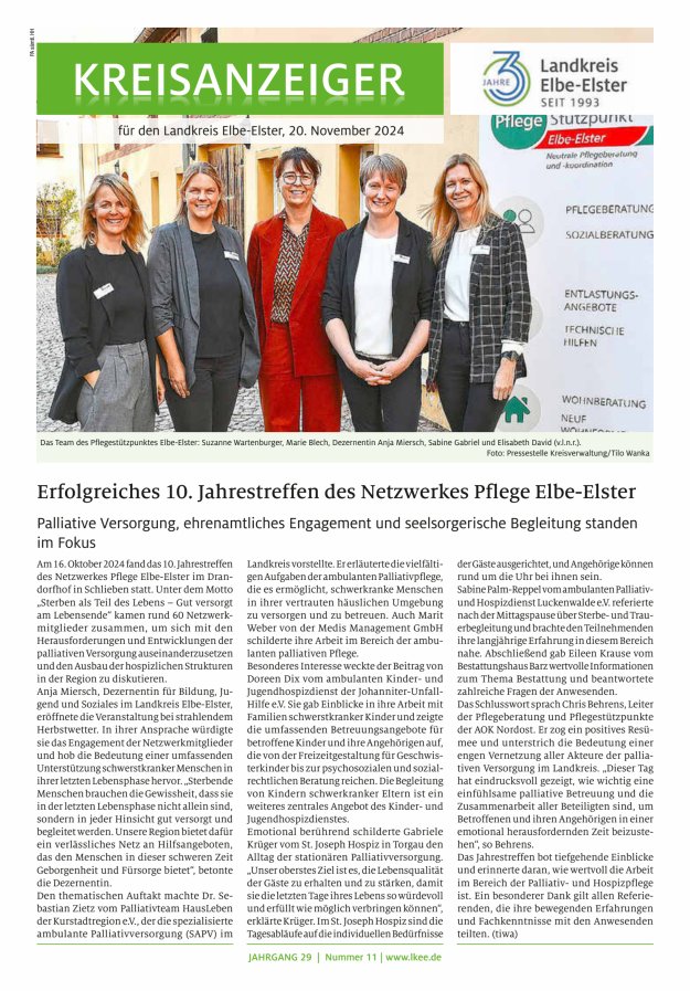 Kreisanzeiger für den Landkreis Elbe-Elster Titelblatt 11/2024