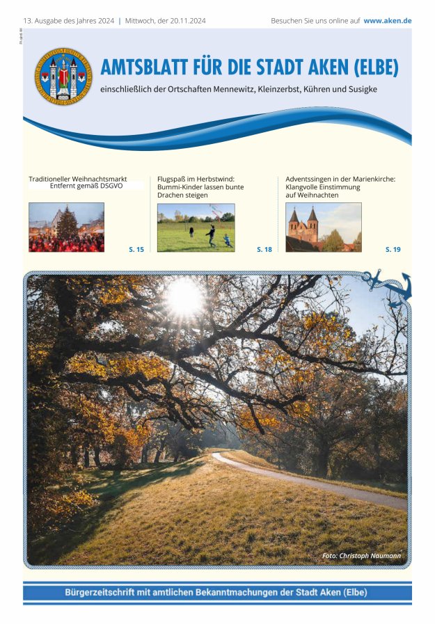 Amtsblatt der Stadt Aken (Elbe) Titelblatt 13/2024