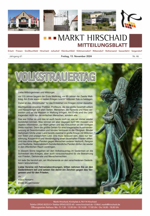 Mitteilungsblatt Markt Hirschaid Titelblatt 46/2024
