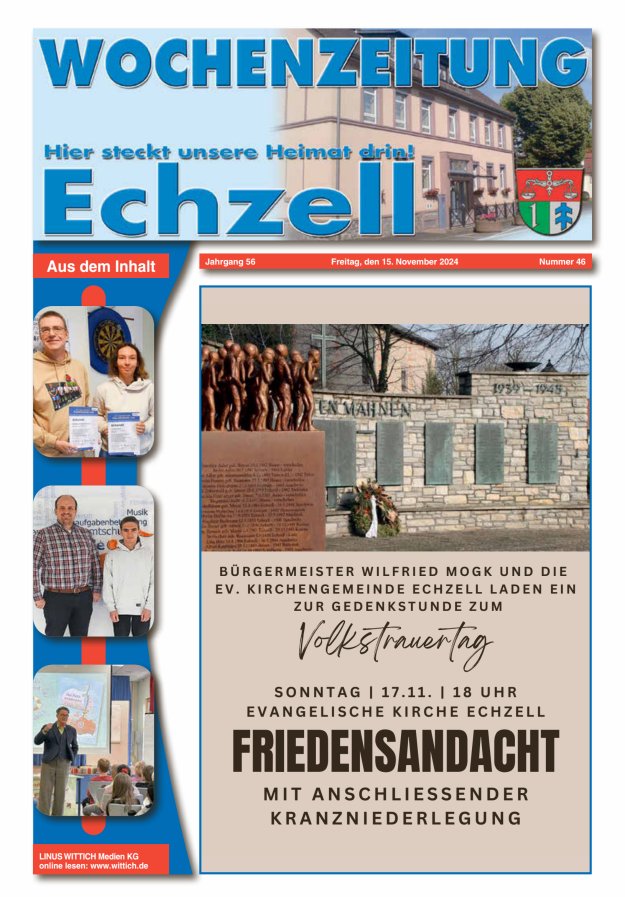 Wochenzeitung für die Gemeinde Echzell Titelblatt 46/2024
