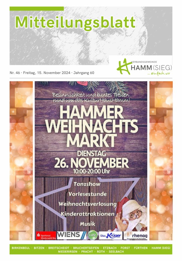 Mitteilungsblatt Hamm (Sieg) Titelblatt 46/2024