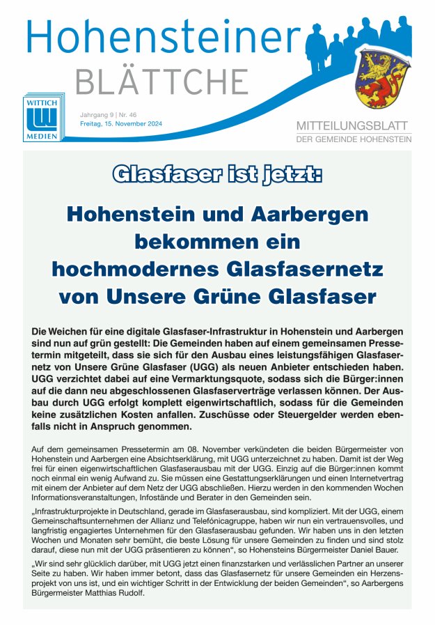 Hohensteiner Blättche Titelblatt 46/2024