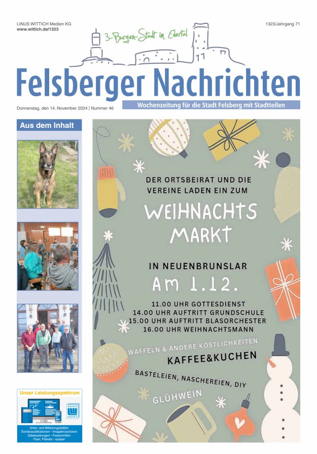 Felsberger Nachrichten Titelblatt 46/2024