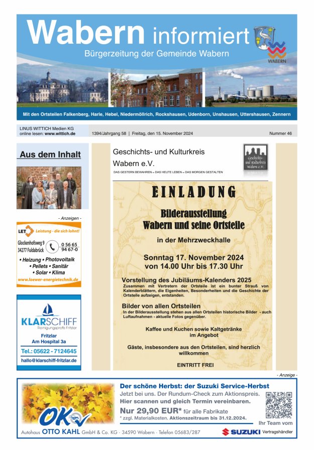 Wabern informiert Titelblatt 46/2024