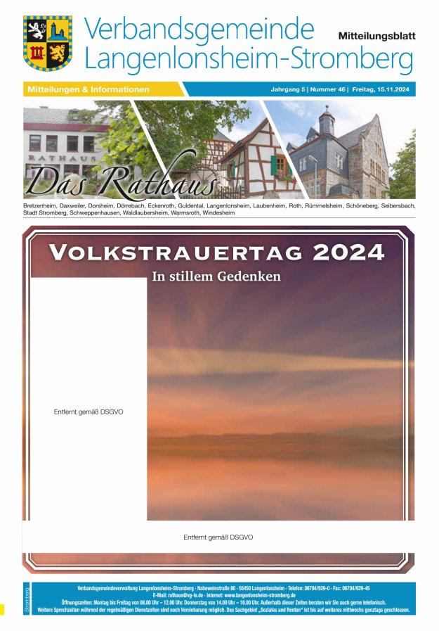 Das Rathaus - MTB d VG Langenlonsheim-Stromberg  Titelblatt 46/2024