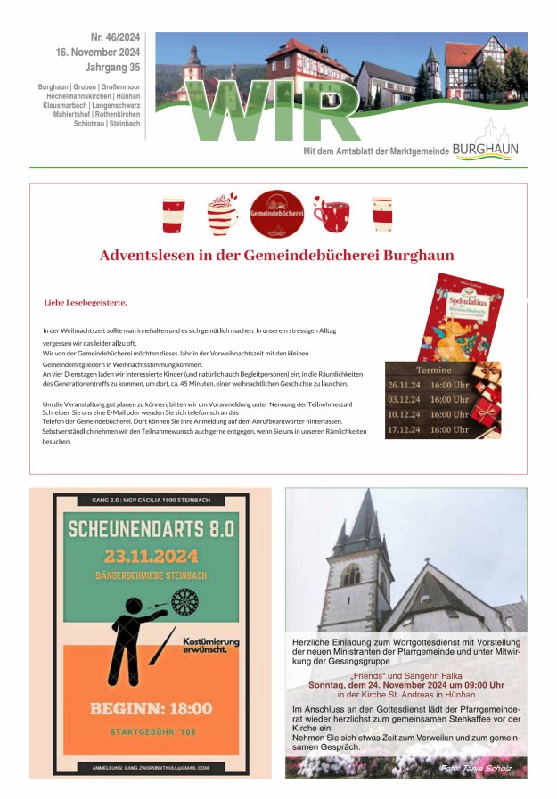 WIR - mit Amtsblatt der Marktgemeinde Burghaun Titelblatt 46/2024