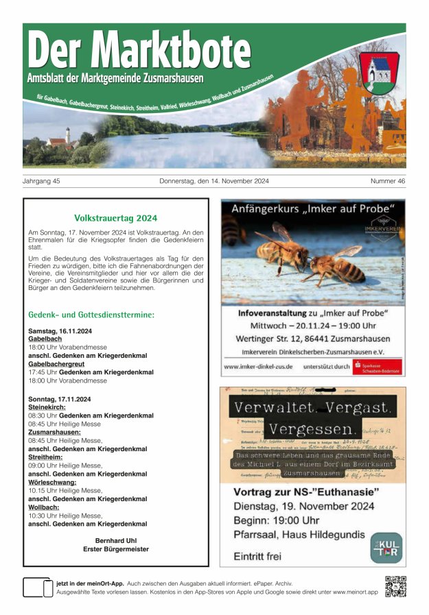 Zusmarshausen - Der Marktbote Titelblatt 46/2024