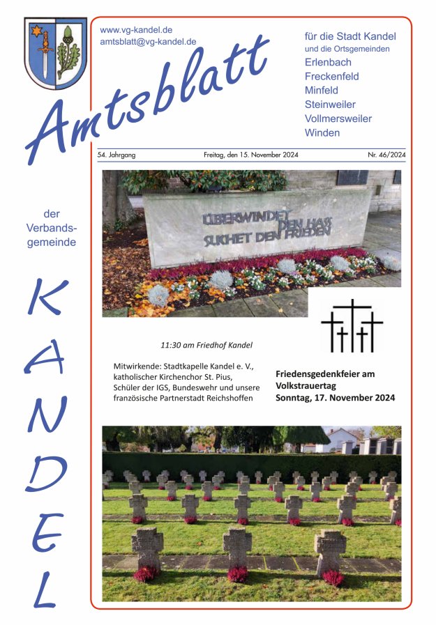 Amtsblatt VG Kandel Titelblatt 46/2024