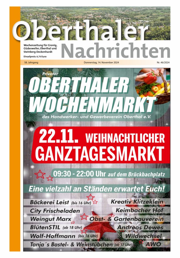 Oberthaler Nachrichten Titelblatt 46/2024