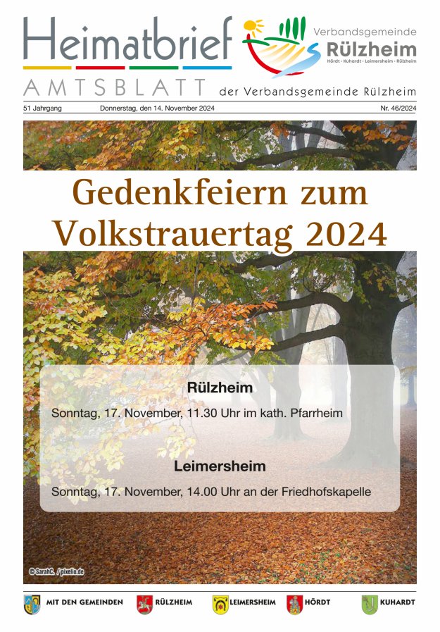 Heimatbrief VG Rülzheim Titelblatt 46/2024