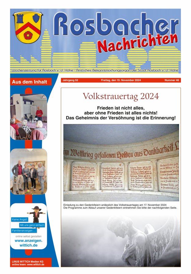 Rosbacher Nachrichten Titelblatt 46/2024