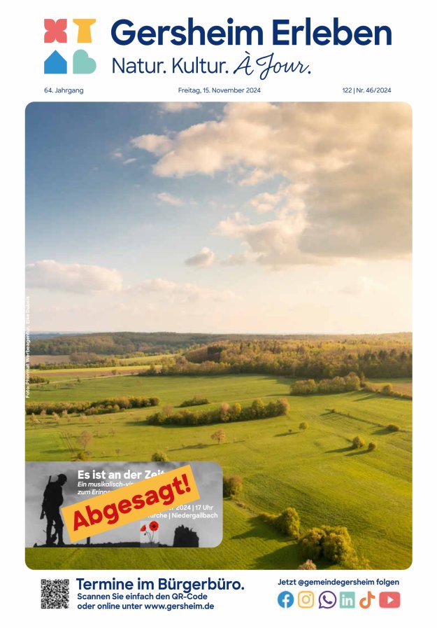 Bekanntmachungsblatt der Gemeinde Gersheim Titelblatt 46/2024