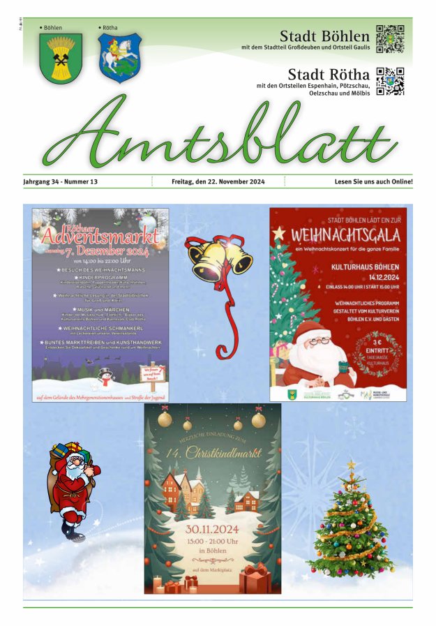 Amtsblatt der Stadt Böhlen Titelblatt 13/2024