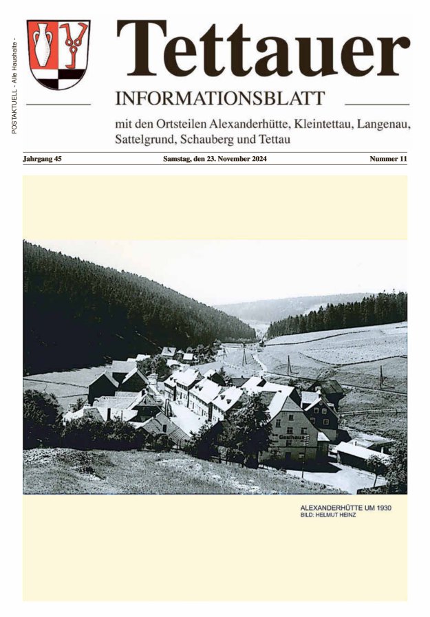 Tettauer Informationsblatt Titelblatt 11/2024