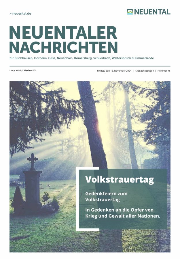 Neuentaler Nachrichten Titelblatt 46/2024