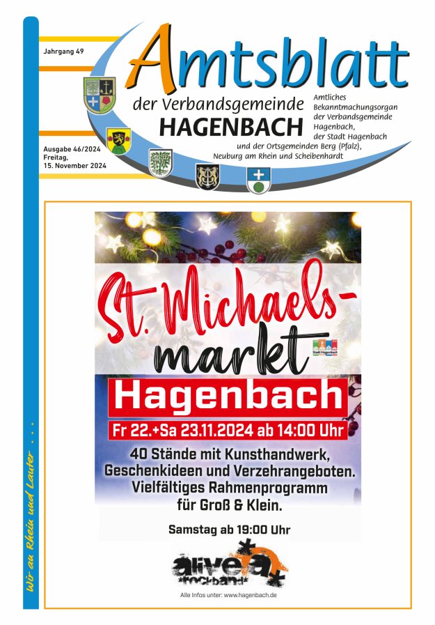 Amtsblatt der VG Hagenbach Titelblatt 46/2024