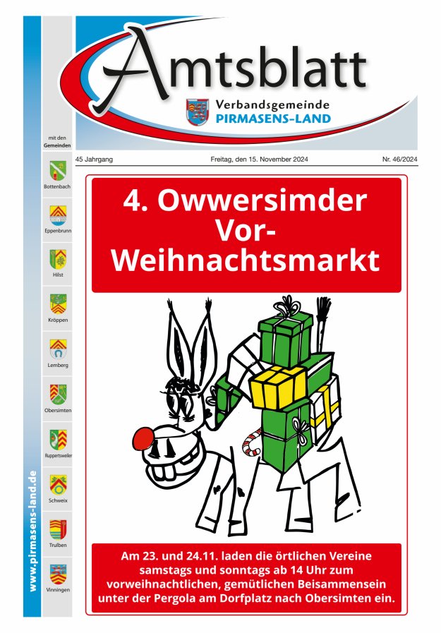 Amtsblatt VG Pirmasens-Land Titelblatt 46/2024