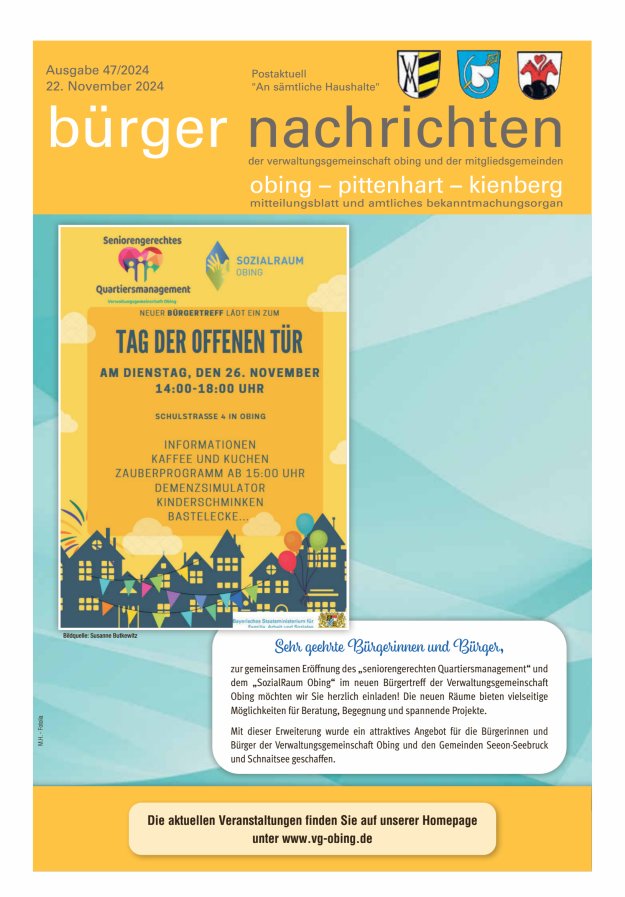 Bürger Nachrichten Obing Pittenhart Kienberg Titelblatt 47/2024