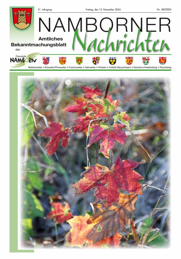 Namborner Nachrichten Titelblatt 46/2024
