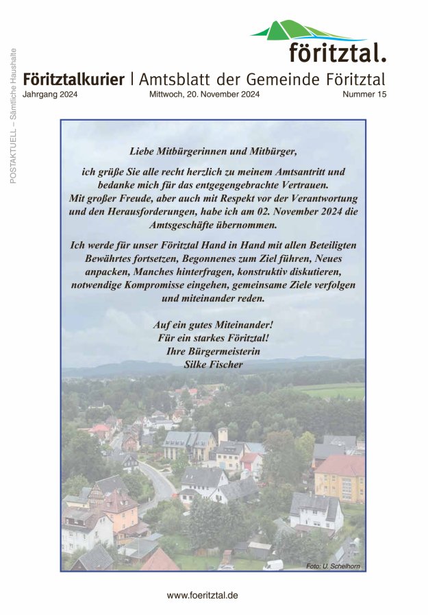 Amtsblatt der Gemeinde Föritztal Titelblatt 15/2024