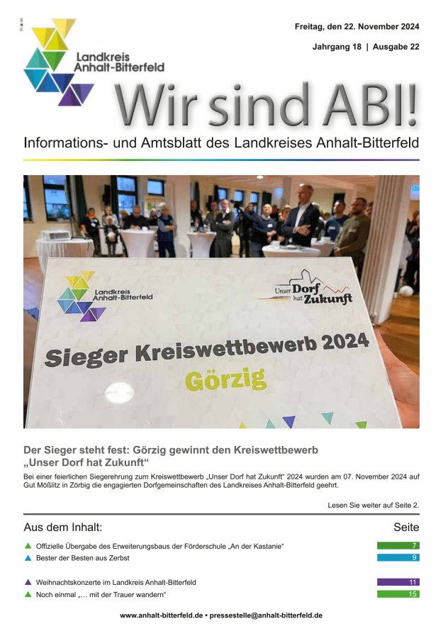 Informations- und Amtsblatt des LK Anhalt-Bitterfeld Titelblatt 22/2024