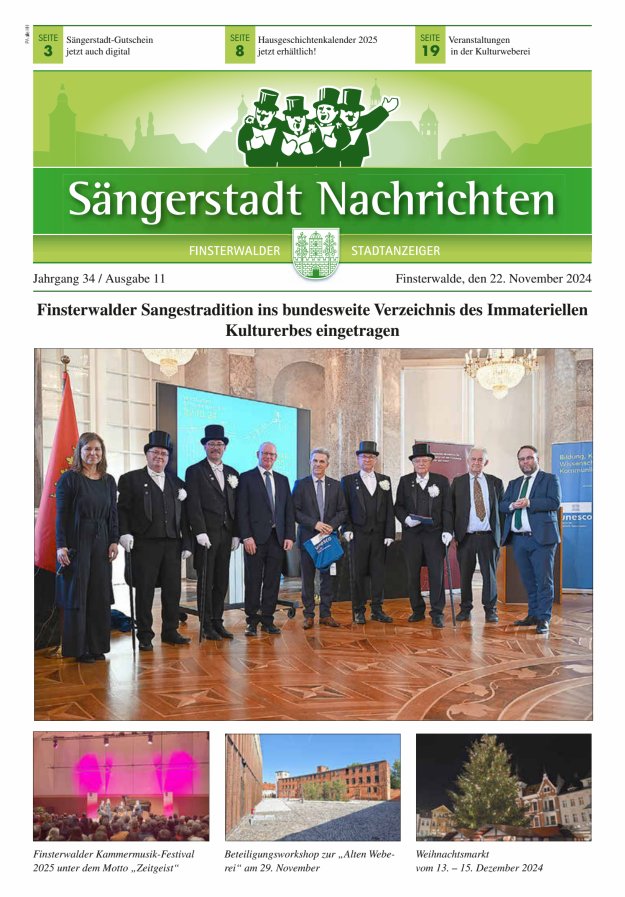 Sängerstadt Nachrichten  Titelblatt 11/2024