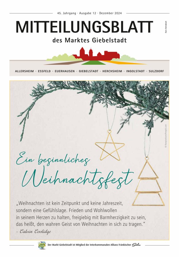 Mitteilungsblatt des Marktes Giebelstadt Titelblatt 12/2024