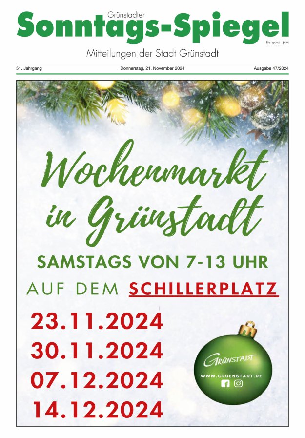 Grünstadter Sonntags-Spiegel Titelblatt 47/2024
