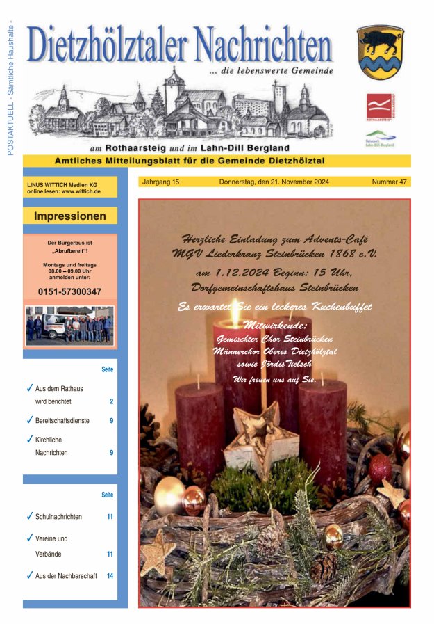 Dietzhölztaler Nachrichten Titelblatt 47/2024