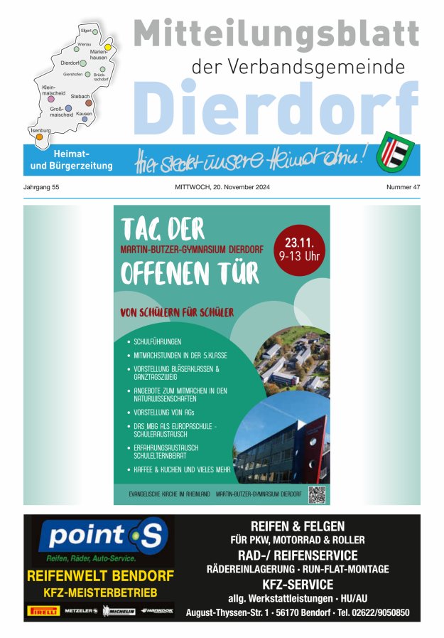 Mitteilungsblatt der Verbandsgemeinde Dierdorf Titelblatt 47/2024