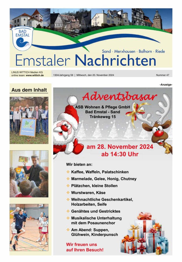 Emstaler Nachrichten Titelblatt 47/2024